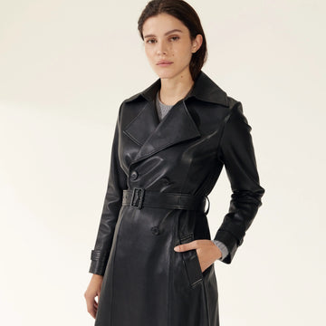 Margot Lambskin Leather Trench Coat by Italic Italic