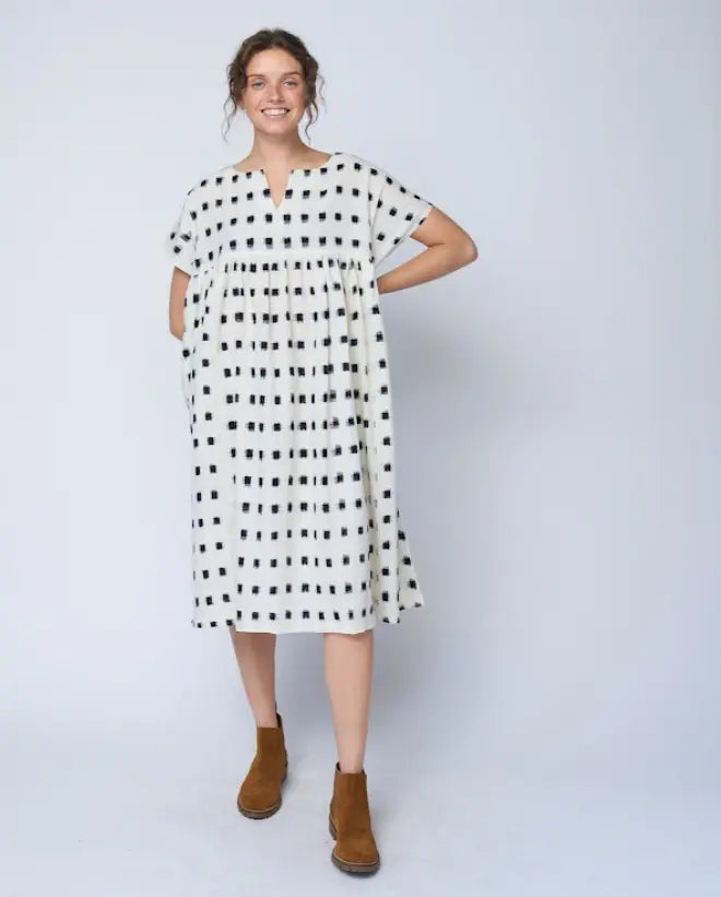 Meadow Dress -                                      Ikat Squares by And For Good And For Good