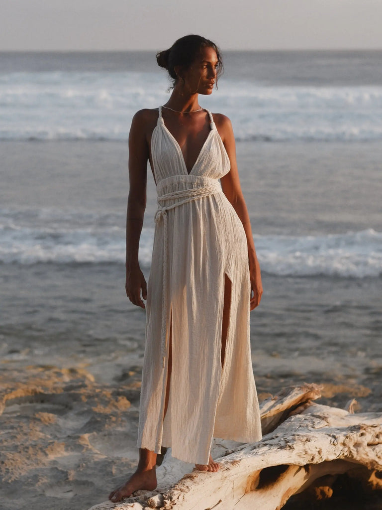 Muse Braided Straps Dress - Natural by The Handloom The Handloom