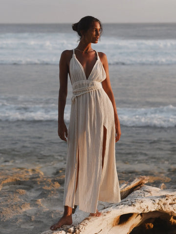 Muse Braided Straps Dress - Natural by The Handloom The Handloom