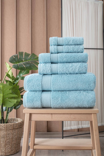 Turkish Cotton Full Bath Towel Set of 6 by La'Hammam - Ladiesse