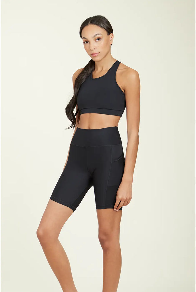 Over-Time Recycled Poly Biker Shorts in Black by ALAMAE ALAMAE