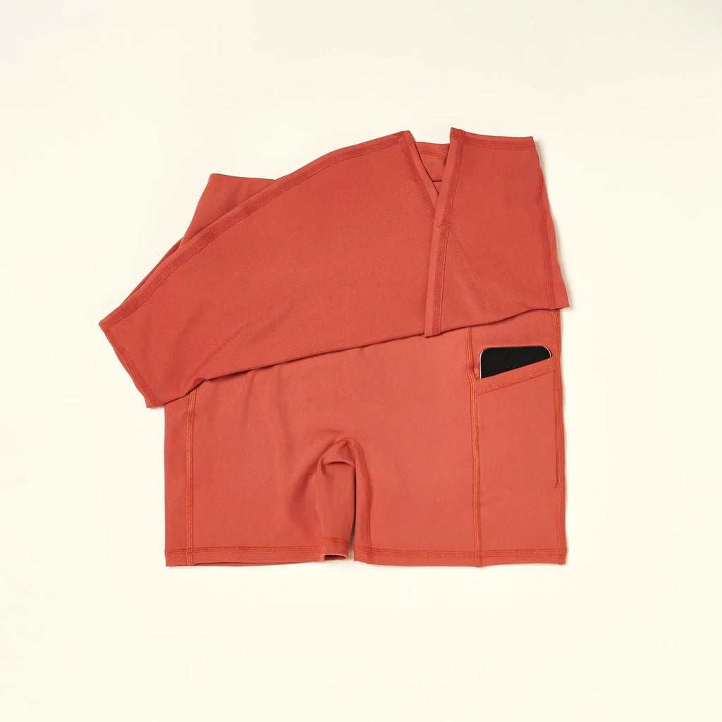 Over-Time Recycled Poly Double Layer Skort in Hotsauce by ALAMAE ALAMAE