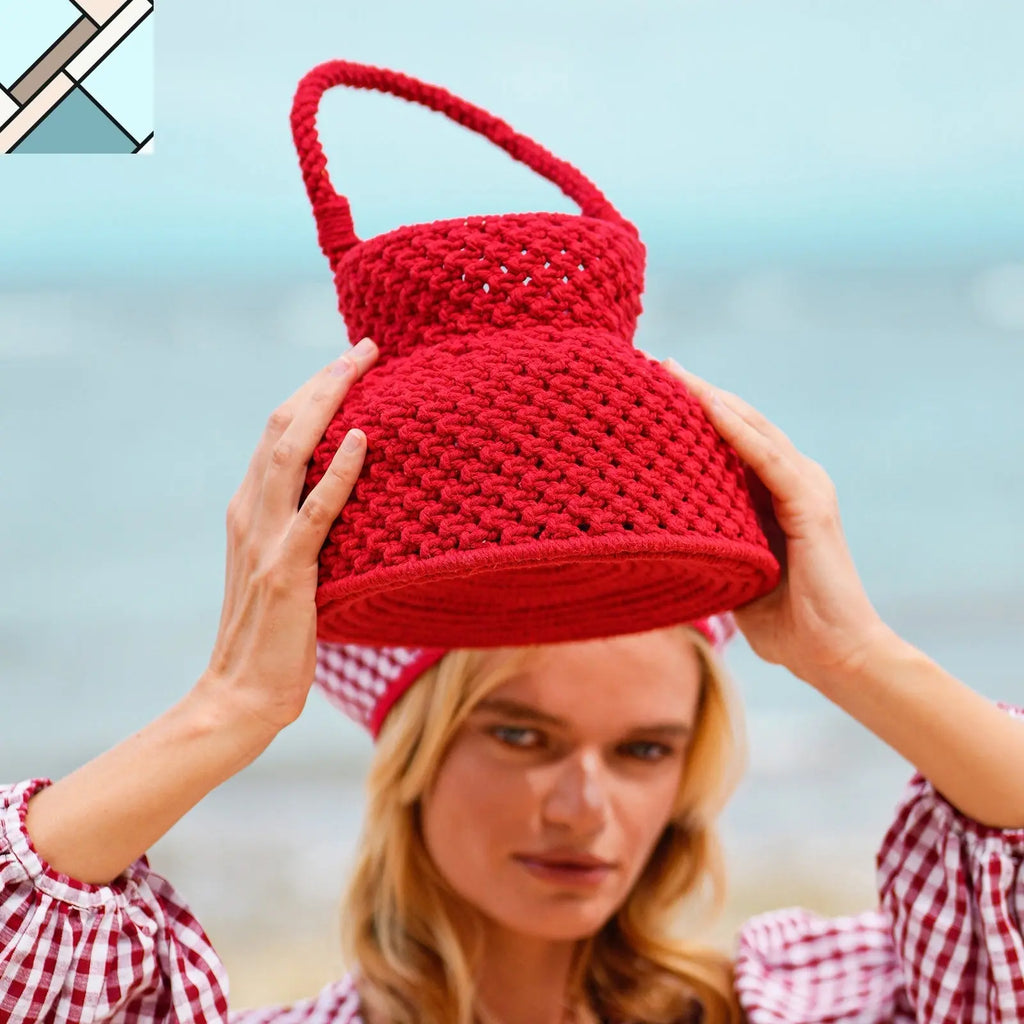 PETITE NAGA Macrame Bucket Bag, in Red by BrunnaCo BRUNNA CO