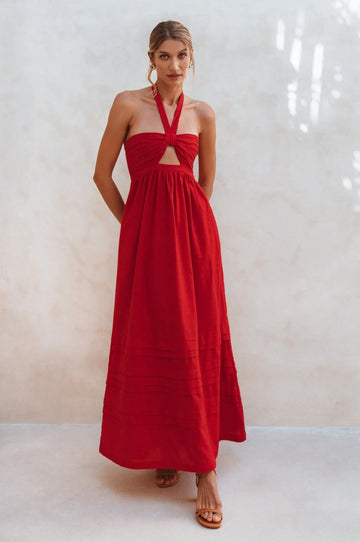 Penelope Halter Linen Maxi Dress by Bali ELF Bali ELF