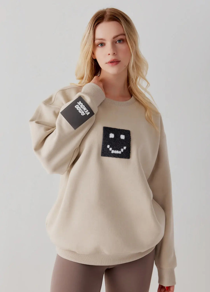 "Pixel" Taupe Sweatshirt by Amoo Amoo