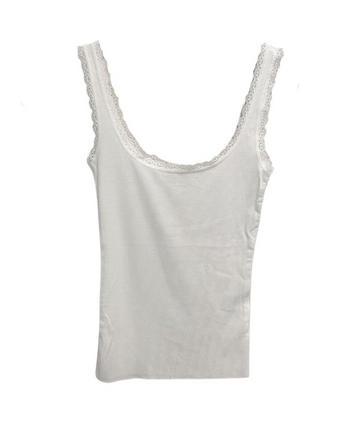 The Gabby Lace Trim White Tank by 8apart 8APART