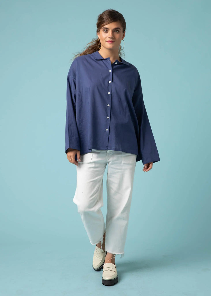 Relaxed Boyfriend Shirt - Inky Blue by And For Good And For Good