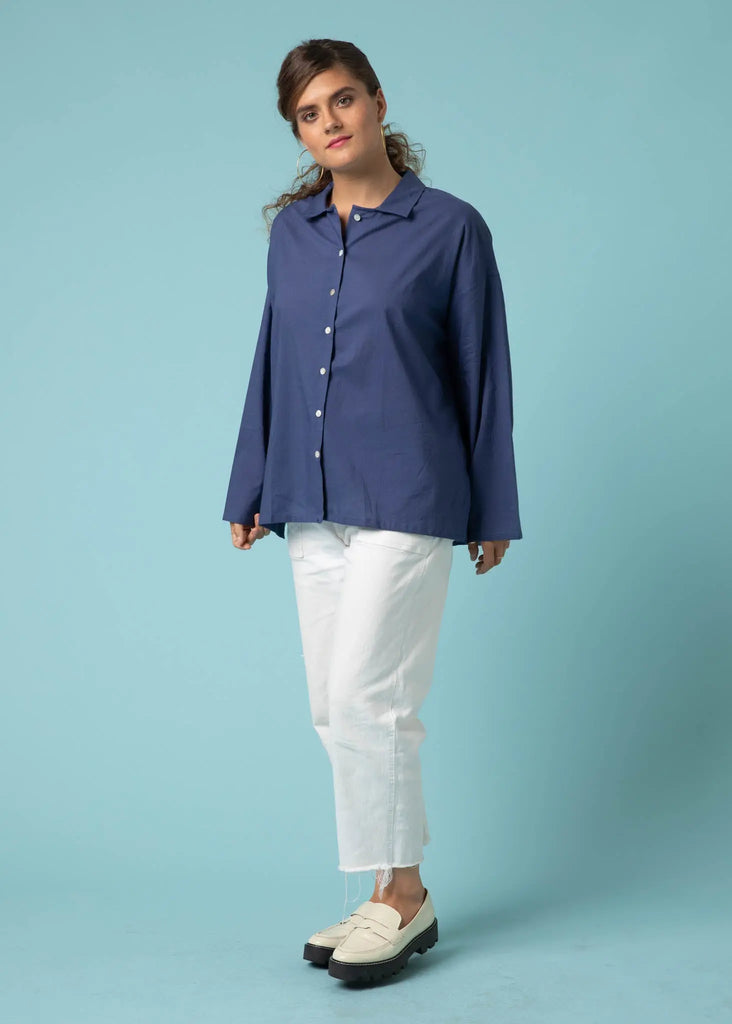 Relaxed Boyfriend Shirt - Inky Blue by And For Good And For Good