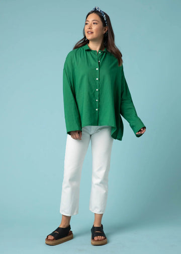 Relaxed Boyfriend Shirt - Kelly Green by And For Good And For Good