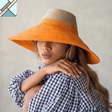 Riri Duo Jute Straw Hat, in Pumpkin Orange by BrunnaCo BRUNNA CO