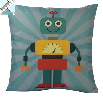 Robot | Blue |  Fun Gifts | Pillow Cover | Home Decor | Throw Pillows | Happy Birthday | Kids Room Decor | Kids Room | Room Decor by UniikPillows UNIIKPILLOWS
