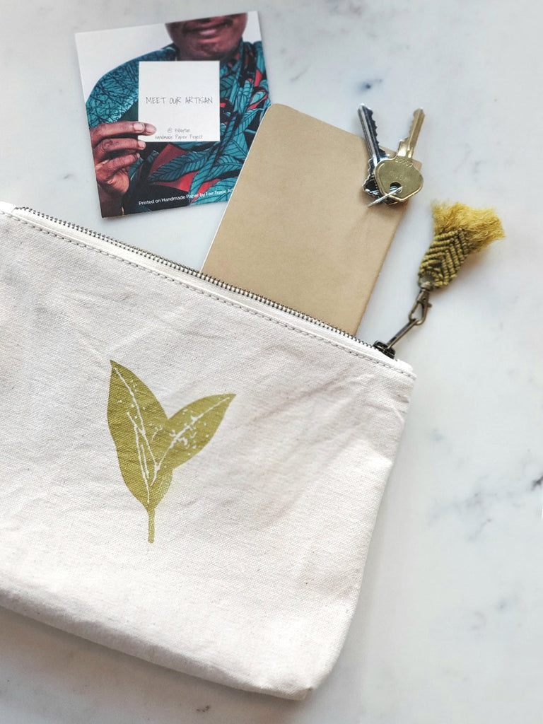 Hand Screen Printed Cotton Canvas Pouch - Nature by KORISSA KORISSA