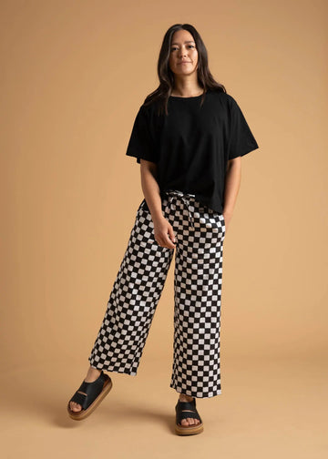 Shore Pant - Checkerboard Black by And For Good And For Good