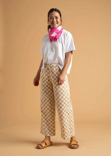 Shore Pant - Checkerboard Natural by And For Good And For Good