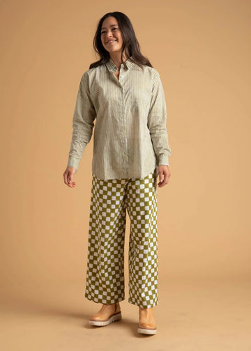 Shore Pant - Checkerboard Olive Oil by And For Good And For Good