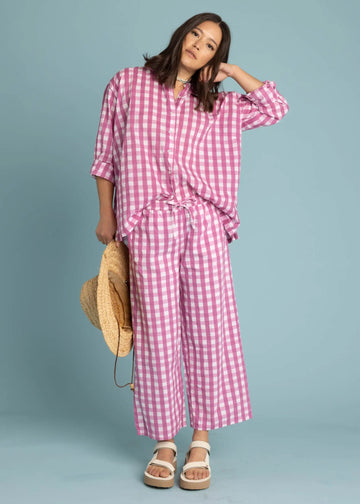 Shore Pant - Gingham Picnic Dahlia by And For Good And For Good