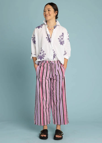 Shore Pant - Wallpaper Stripe Dahlia by And For Good And For Good