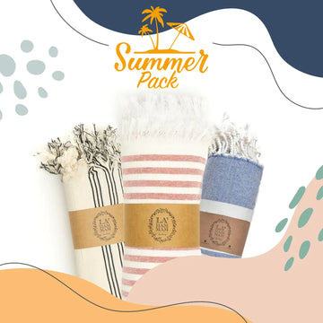 Surprise Summer Pack of 3 Beach Towels with Mexican Blanket by La'Hammam La'Hammam