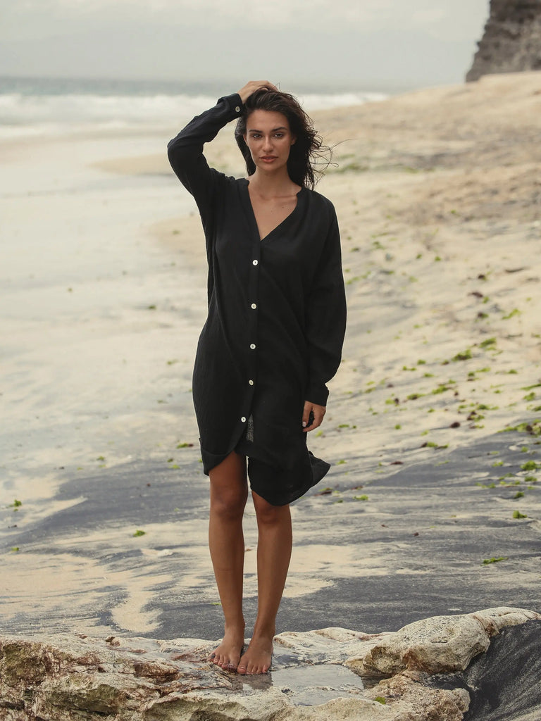 Terra Shirt Dress - Black by The Handloom The Handloom