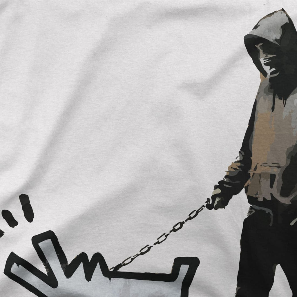 Banksy Dog Walker Artwork T-Shirt by Art-O-Rama Shop ART-O-RAMA-SHOP