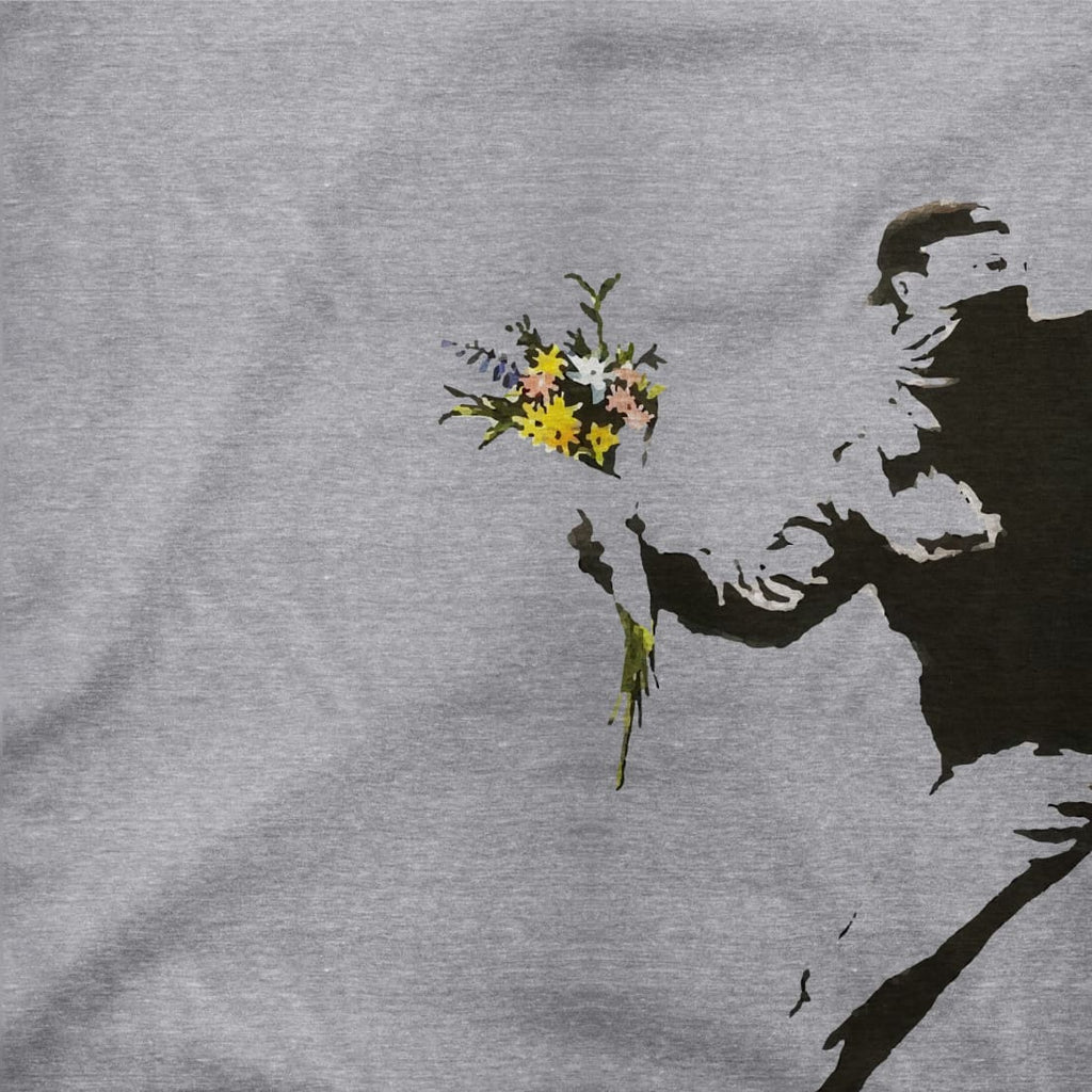 Banksy Flower Thrower Artwork T-Shirt by Art-O-Rama Shop ART-O-RAMA-SHOP