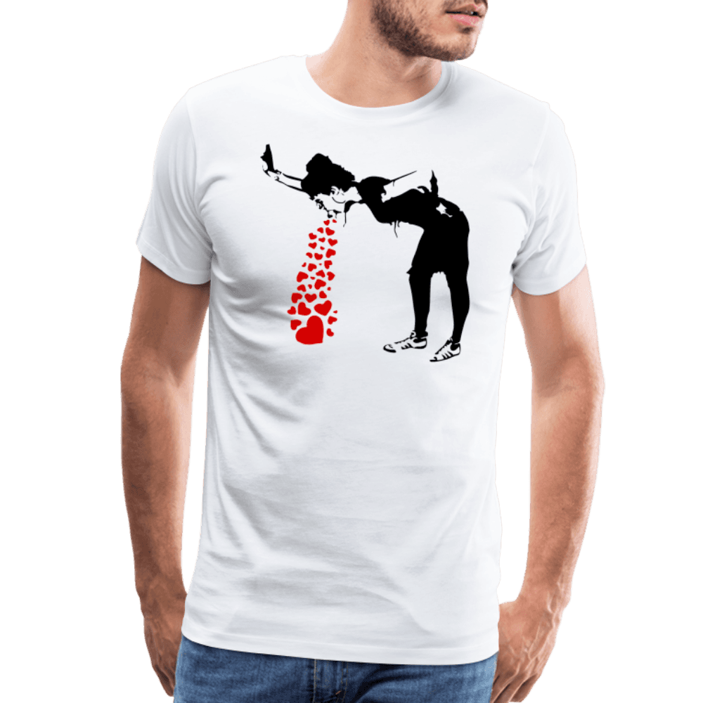 Banksy Lovesick Girl Throwing Up Hearts Artwork T-Shirt by Art-O-Rama Shop ART-O-RAMA-SHOP