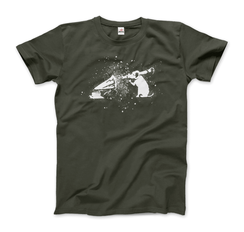 Banksy Rocket Dog (His Master’s Voice) Street Art T-Shirt by Art-O-Rama Shop ART-O-RAMA-SHOP