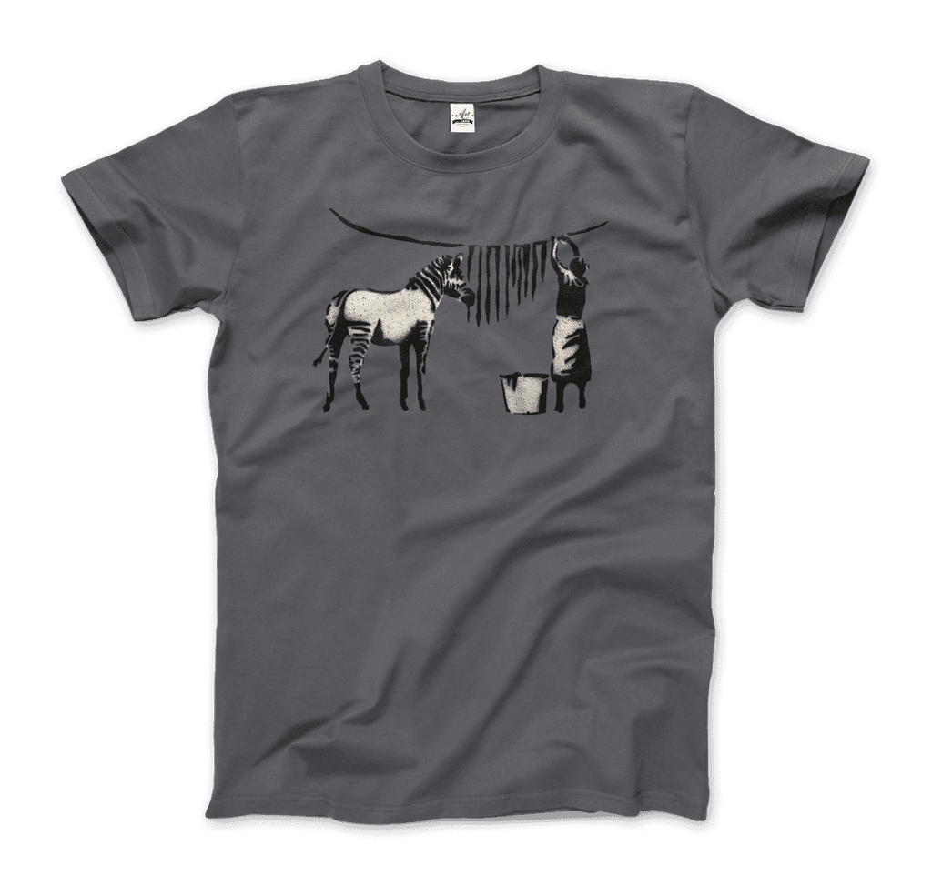 Banksy Zebra Stripes Artwork T-Shirt by Art-O-Rama Shop ART-O-RAMA-SHOP