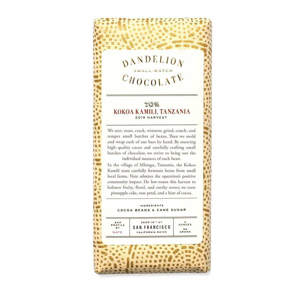 Dandelion Chocolate - Kokoa Kamili, Tanzania (2OZ | 70%) by The Epicurean Trader THE EPICUREAN TRADER