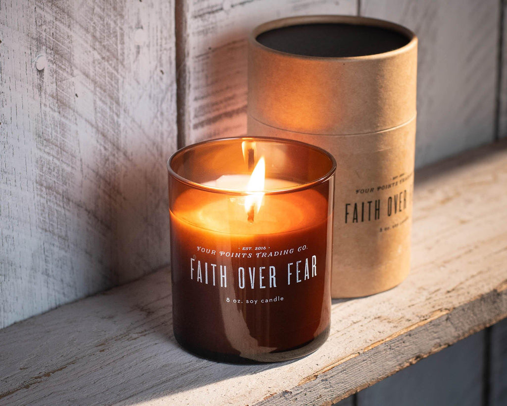 Faith Over Fear 8oz Soy Candle by Four Points Trading Co. FOUR POINTS TRADING CO.