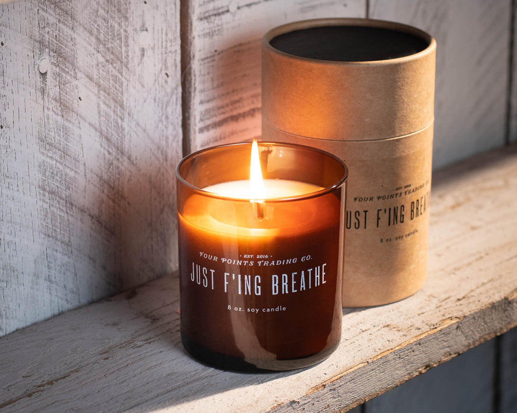 Just F’ing Breathe 8oz Soy Candle by Four Points Trading Co. FOUR POINTS TRADING CO.