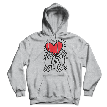 Men Holding Heart Icon, Street Art Hoodie by Art-O-Rama Shop ART-O-RAMA-SHOP