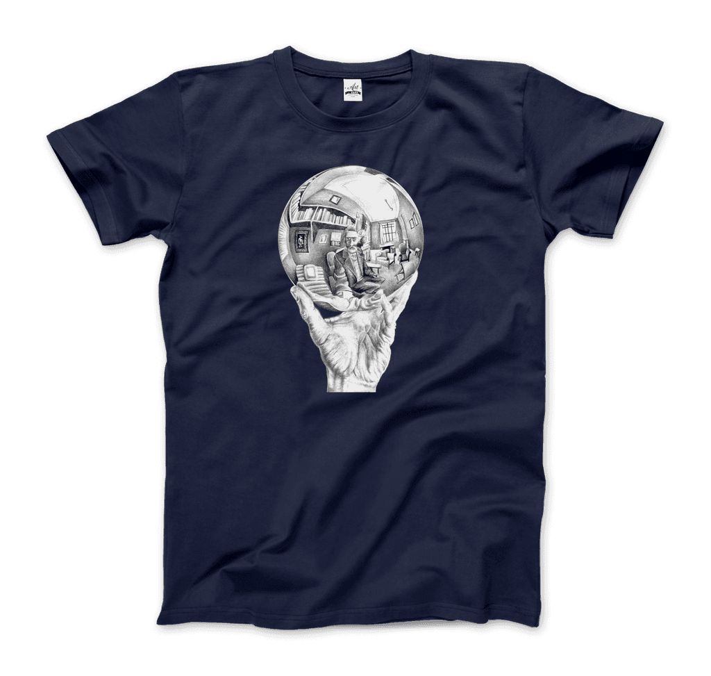 M.C. Escher Hand with Reflective Globe T-Shirt by Art-O-Rama Shop ART-O-RAMA-SHOP