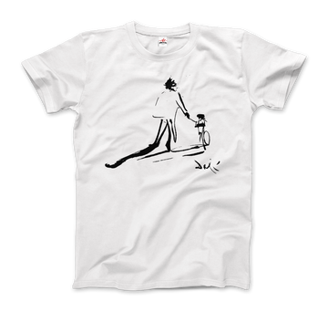 Salvador Dali Sketch, Childhood With Father Riding a Bike 1971 Art T-Shirt by Art-O-Rama Shop ART-O-RAMA-SHOP