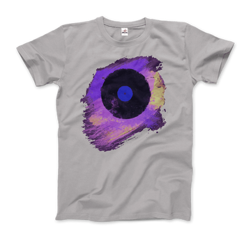 Vinyl Record Made of Paint Scattered in Purple Tones Art T-Shirt by Art-O-Rama Shop ART-O-RAMA-SHOP